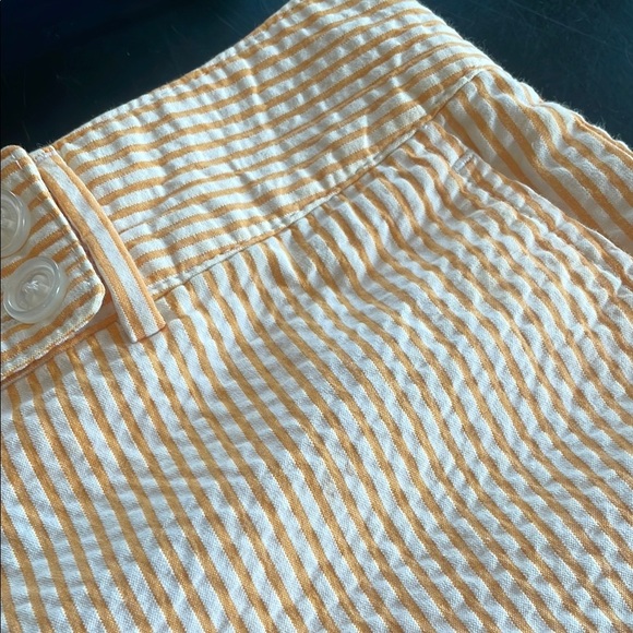 Striped orange and white  Women's Shorts - Picture 2 of 3